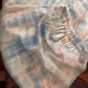 Blue, Pink, and White Tie Dye Midi Skirt